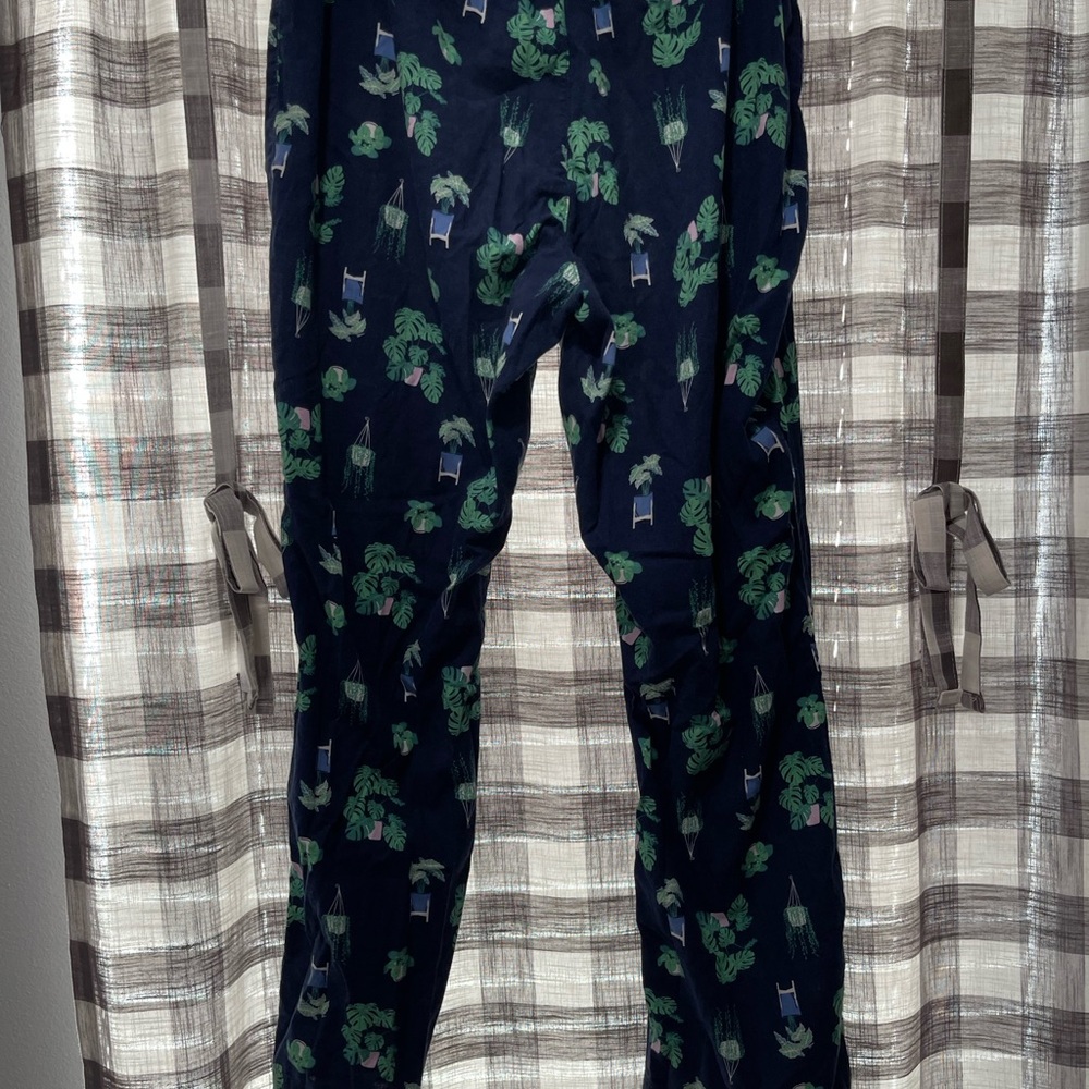 Old Navy Navy Pajama Pants with Green Leaf Design - Picture 4 of 6